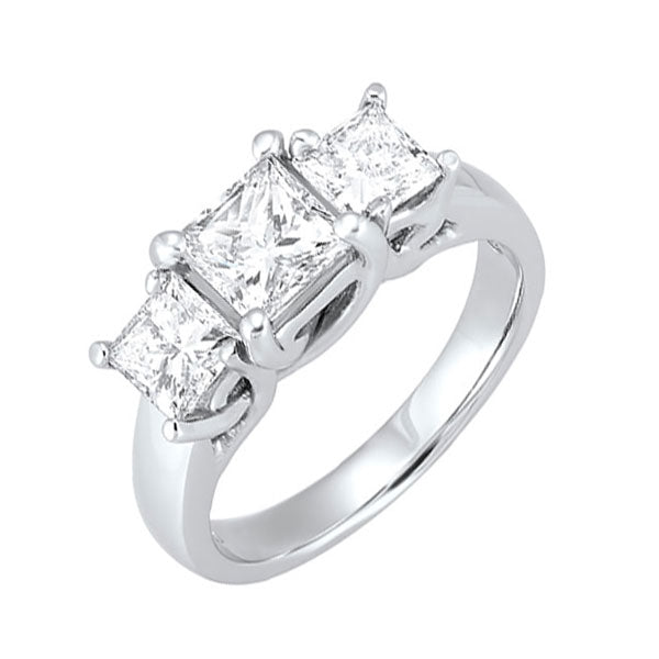 14k white gold 3 stone princess prong ring (1/4 ct. tw.)
