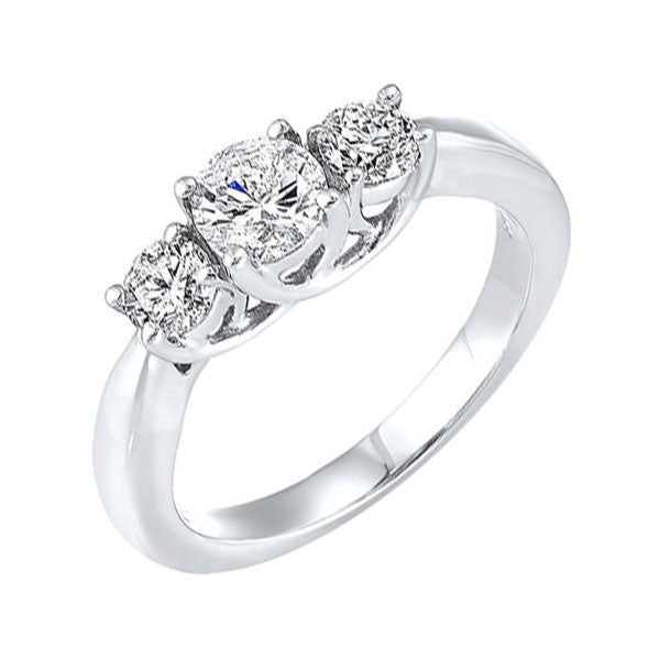 14k white gold 3 stone round prong ring (1/4 ct. tw.)