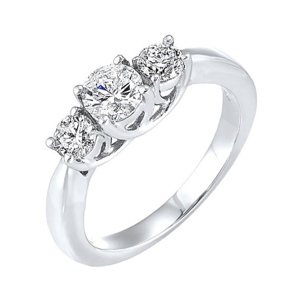 14k white gold 3 stone round prong ring (1/3 ct. tw.)