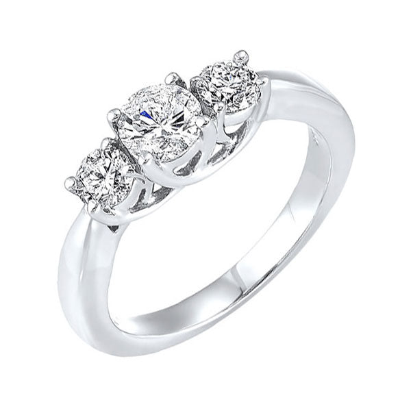 14k white gold 3 stone round prong ring (1/2 ct. tw.)
