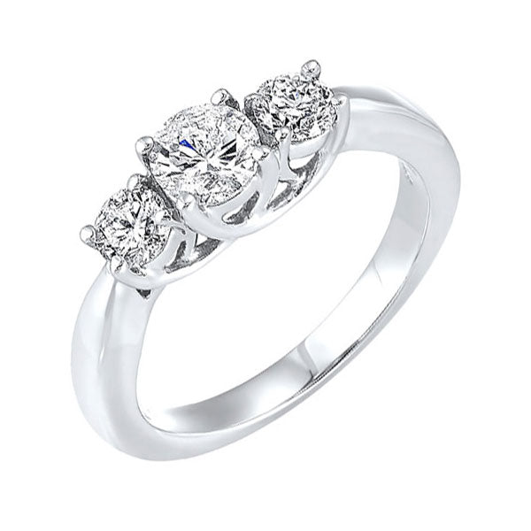 14k white gold 3 stone round prong ring (3/4 ct. tw.)