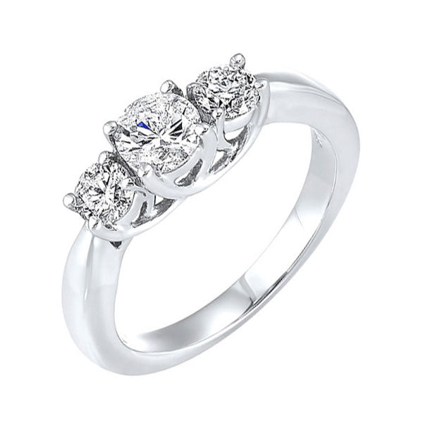 14k white gold 3 stone round prong ring (2 ct. tw.)