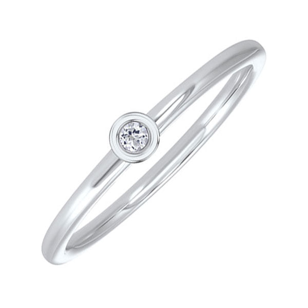 10k white gold stackable bezel white topaz band
