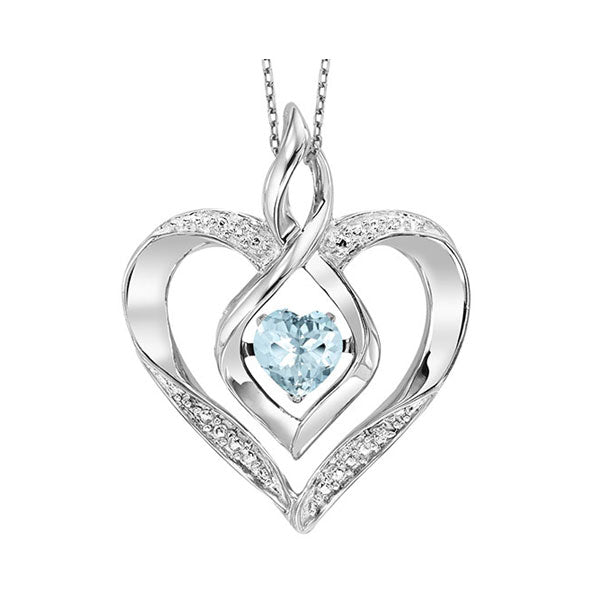 synthetic aquamarine heart infinity symbol rol rhythm of love pendant in sterling silver
