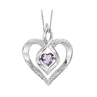 diamond & synthetic alexandrite heart infinity symbol rol rhythm of love pendant in sterling silver
