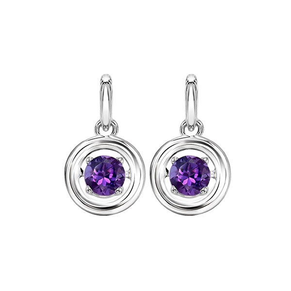 amethyst birthstone rol rhythm of life drop earrings in sterling silver