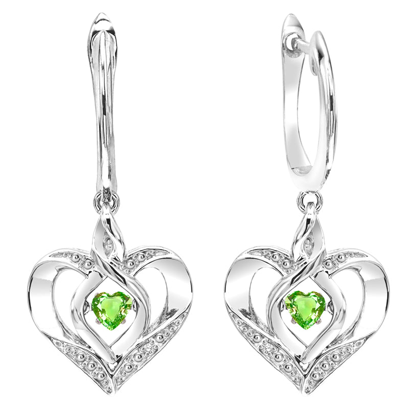 created peridot rol rhythm of life infinity heart earrings in sterling silver