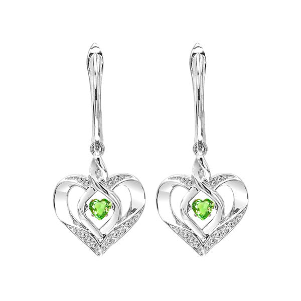 created peridot heart earrings in sterling silver