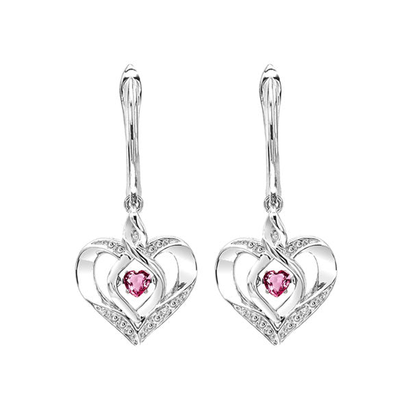 pink tourmaline heart earrings in sterling silver