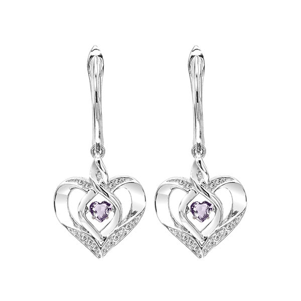 synthetic alexandrite heart earrings in sterling silver