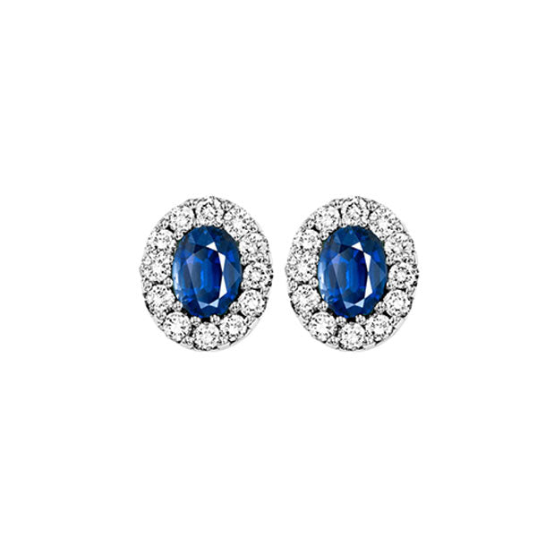 14k white gold color ensembles halo prong sapphire earrings 1/4ct