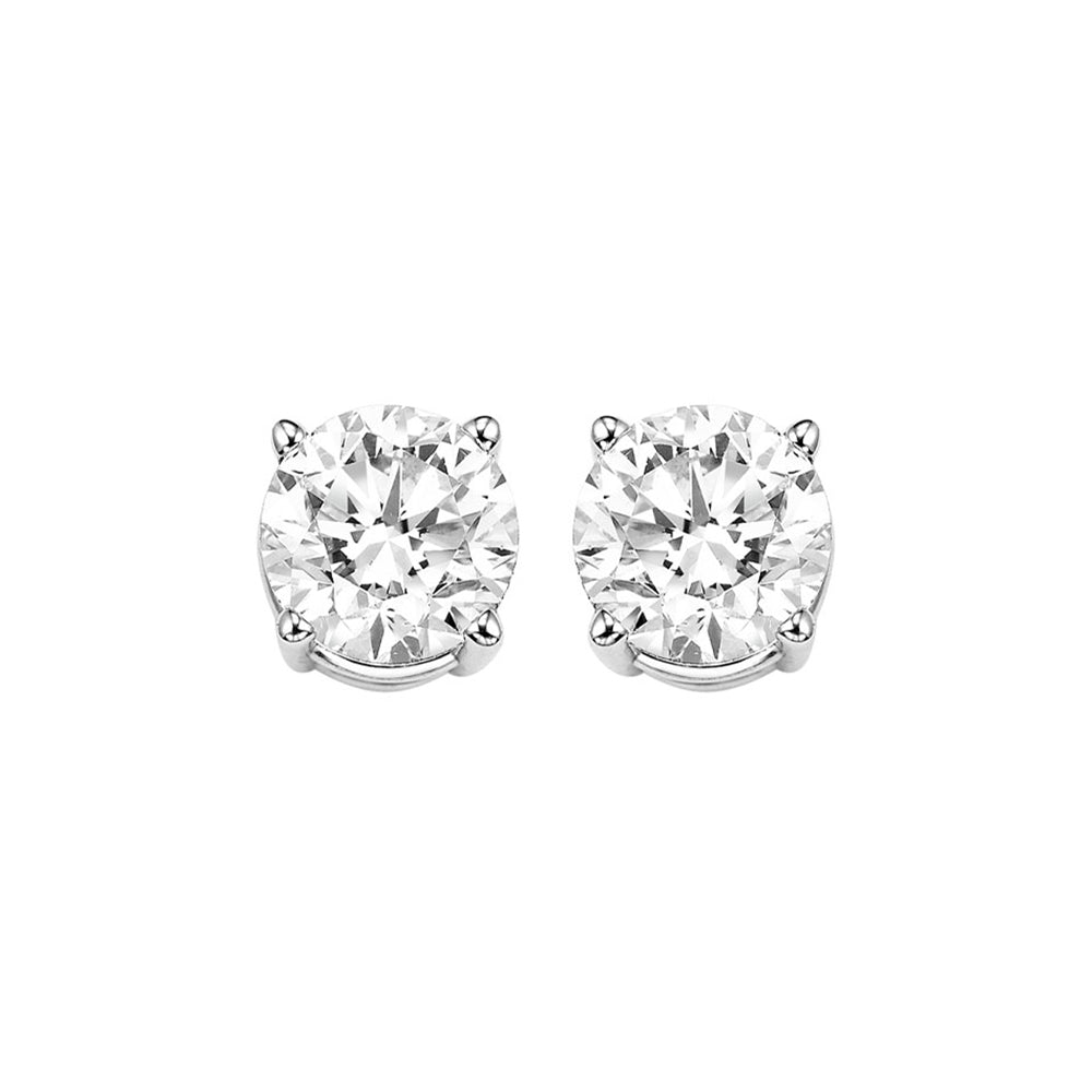 diamond round classic solitaire stud earrings in 14k white gold (1 ctw)