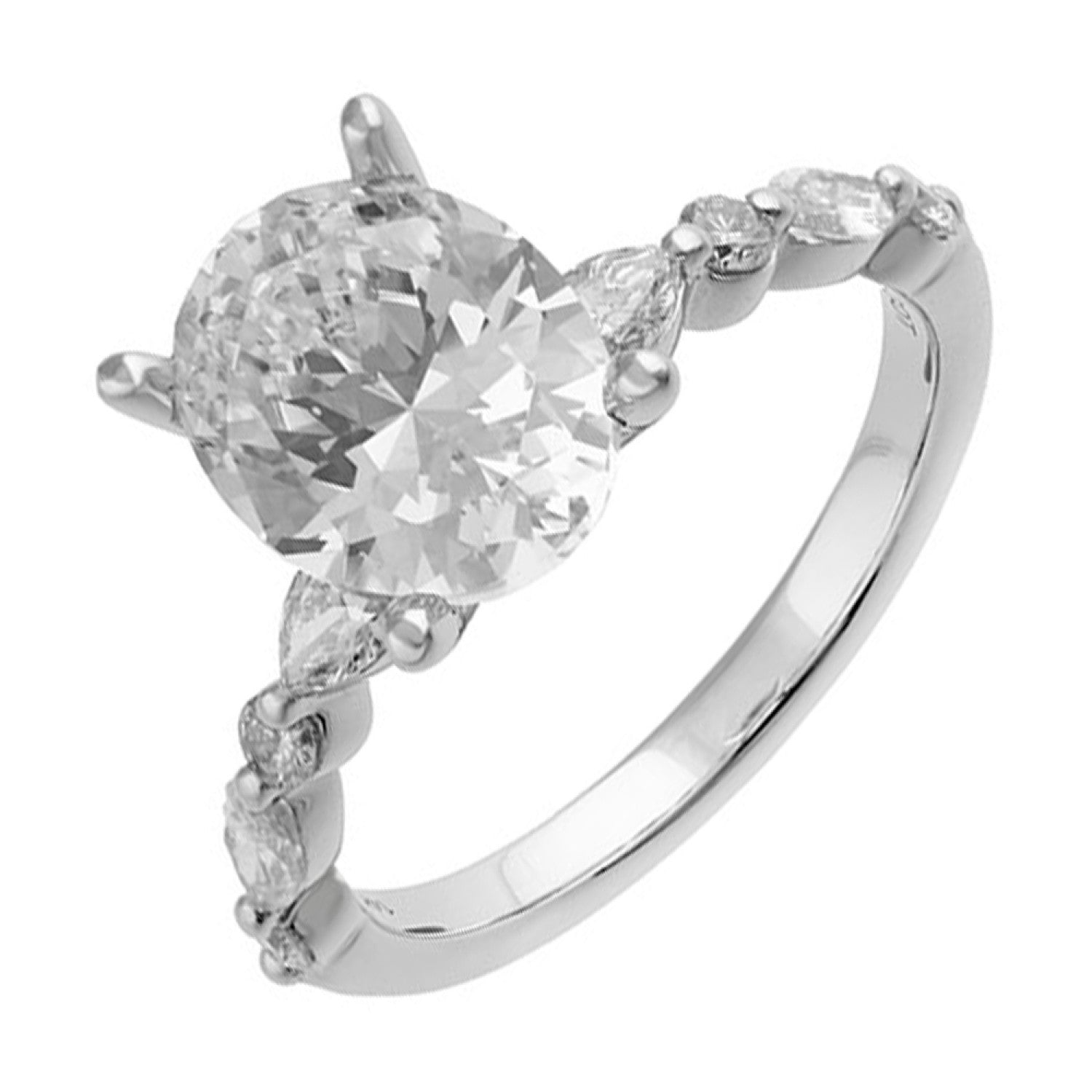 14KW Oval Semi-Mount Engagement Ring with Round and Marquise Diamonds 1/2 CTW
