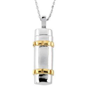 sterling silver 14k yellow gold plated cylinder ash holder 18" necklace