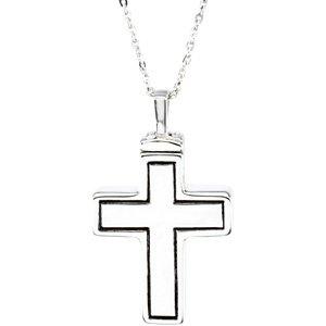 sterling silver 26x16.5 mm cross ash holder 18" necklace