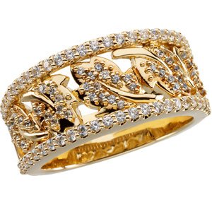 14k yellow & white 3/4 ctw diamond anniversary band  