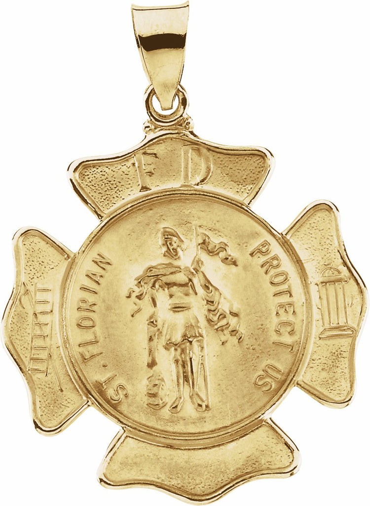 14k yellow 25 mm hollow st. florian medal