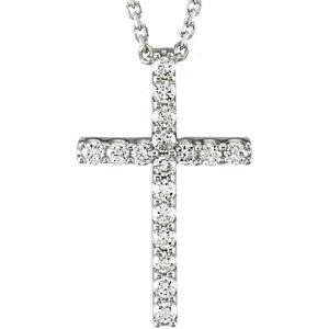 14k white 1/6 ctw petite diamond cross 18" necklace