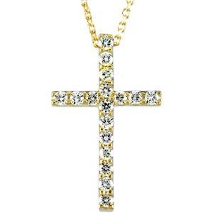 14k yellow 1/3 ctw petite diamond cross 18" necklace