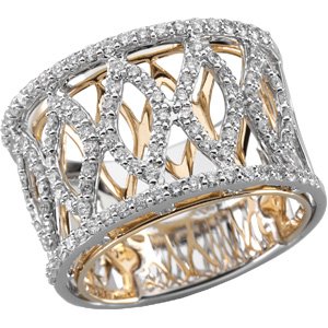 14k white & yellow 3/4 ctw diamond anniversary band