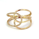 14KY Intertwined Oval and Circle Diamond Fashion Ring 1/10 CTW
