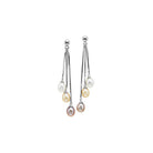 modern graduated triple freshwater cultured pearl raindrop earrings in sterling silver