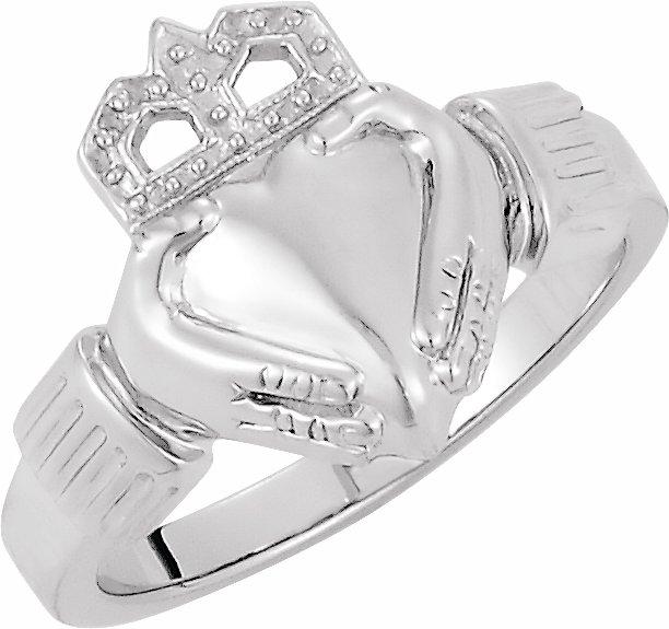 10k white 14.5x10.5 mm ladies claddagh ring