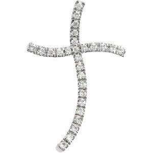 14k white 1/3 ctw diamond wavy cross pendant