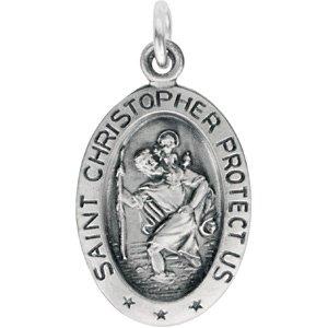 sterling silver 15x11 mm oval st. christopher medal