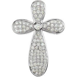 14k white 5/8 ctw diamond cross pendant