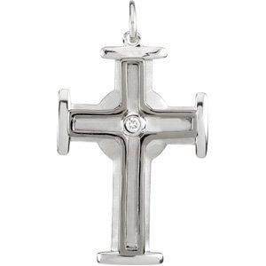 sterling silver .04 ctw diamond cross pendant 