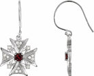 sterling silver mozambique garnet & 1/3 ctw diamond earrings