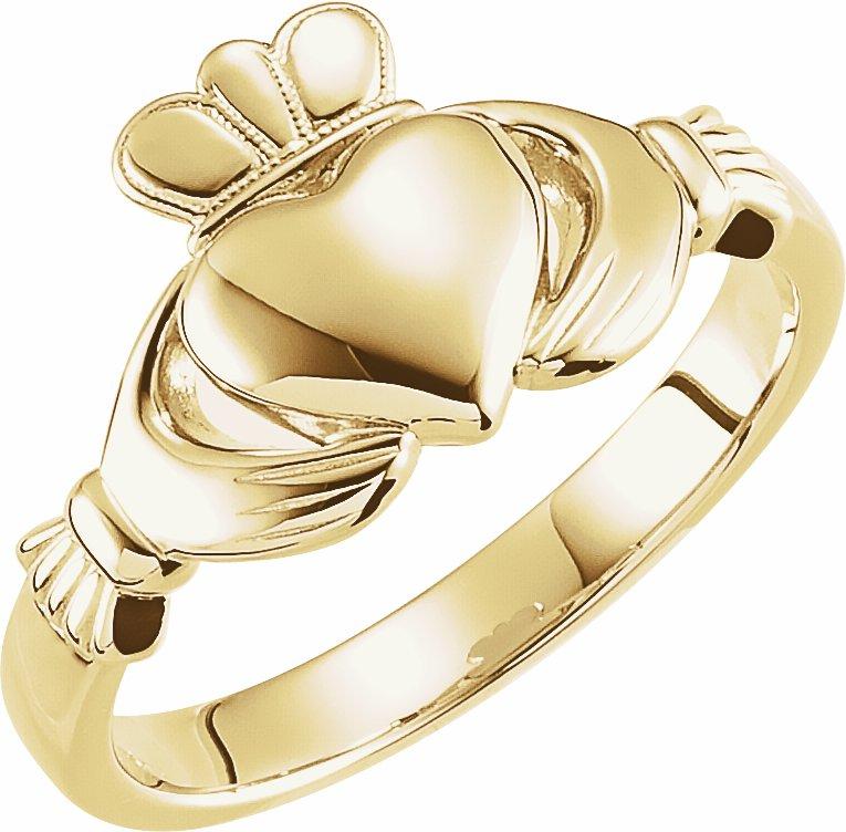 14k yellow 7.5 mm claddagh ring size 7