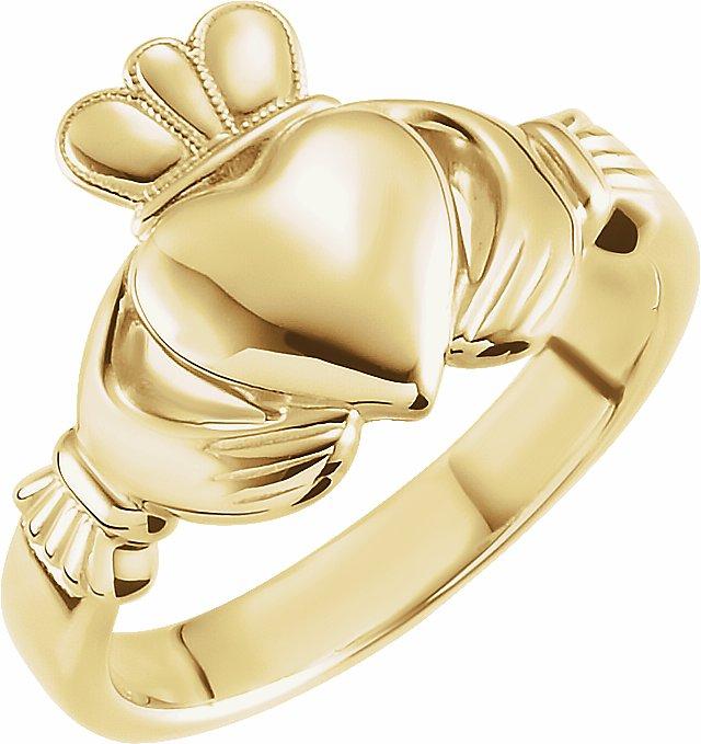 14k yellow 8.5 mm claddagh ring size 4