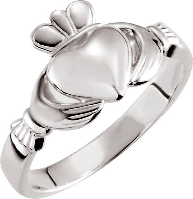 14k white 7.5 mm claddagh ring size 7