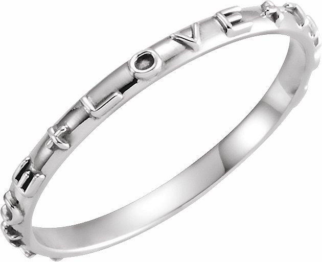 14k white true love chastity ring size 7