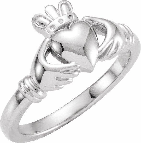 10k white claddagh ring