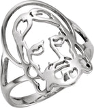 sterling silver face of jesus ring size 10