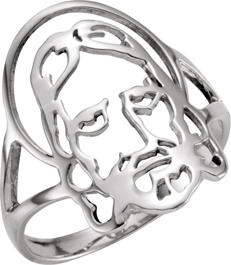 sterling silver face of jesus ring size 9