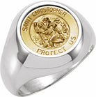 sterling silver st. christopher round medal ring size 7