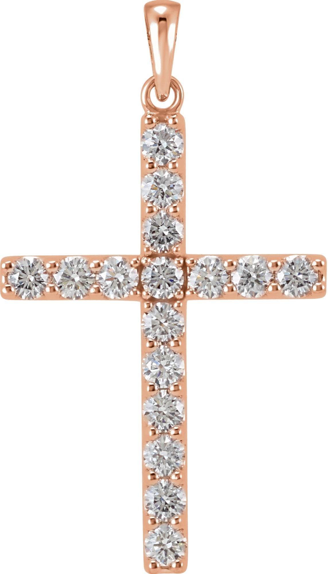 14k rose 1 1/4 ctw diamond cross pendant 