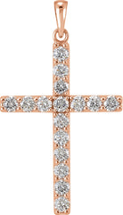 14k rose 1 1/4 ctw diamond cross pendant 