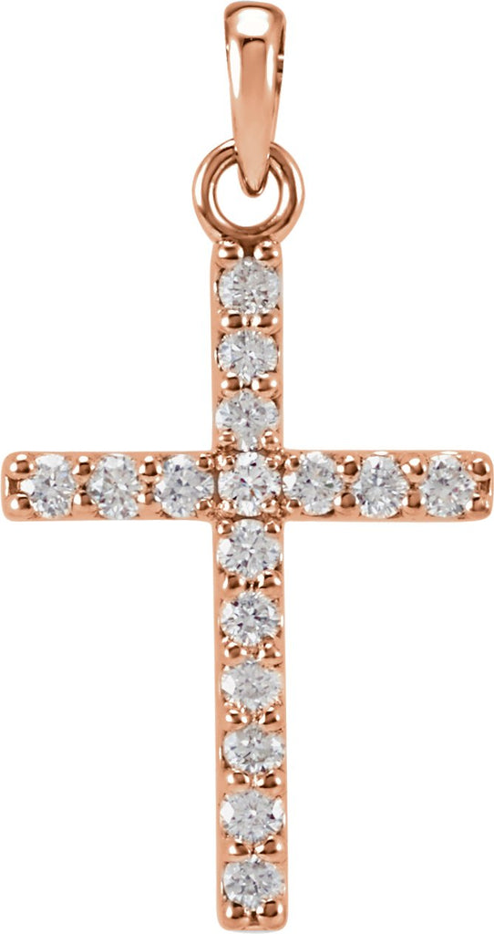 14k rose 1/4 ctw diamond cross pendant