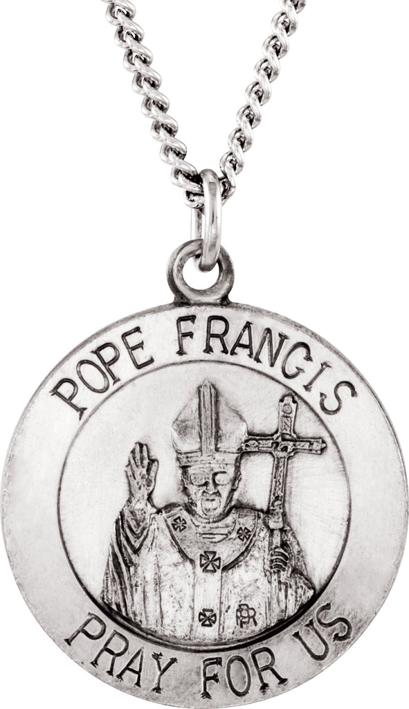 sterling silver 18 mm round pope francis 18" necklace