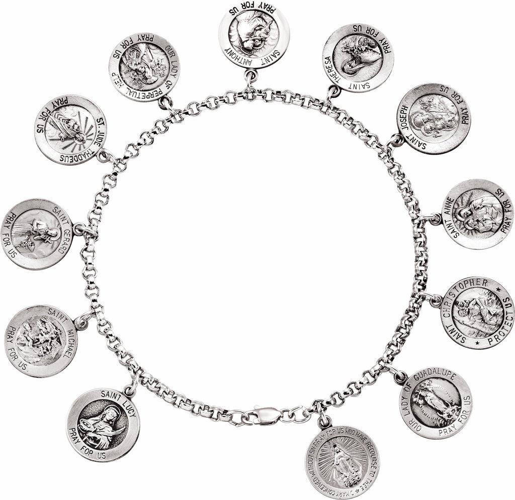 sterling silver saints 7.5" bracelet