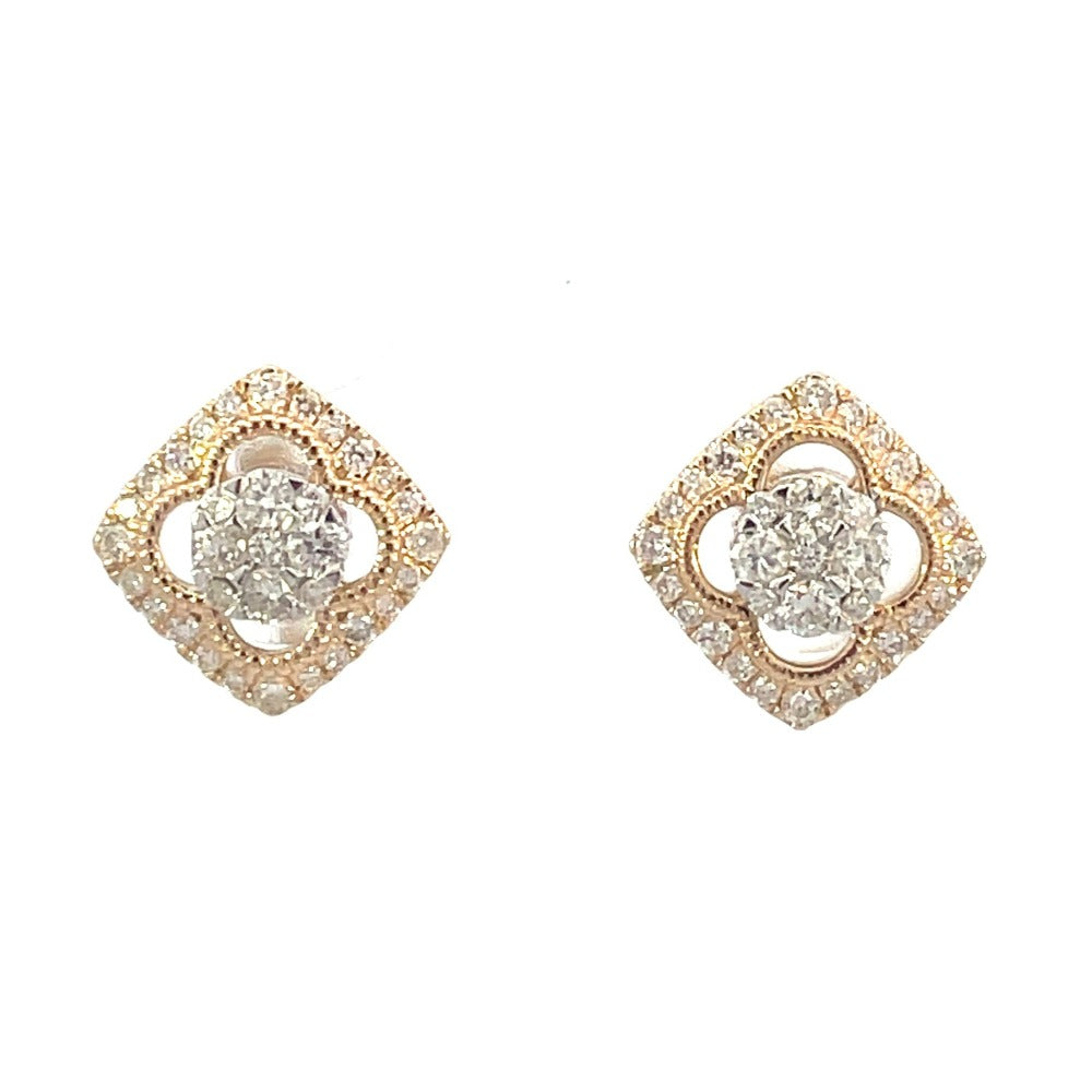 14K Floral Inspired Diamond Earrings 1/2 CTW