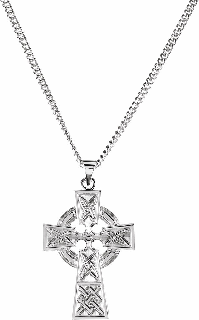 sterling silver celtic-inspired cross 24" necklace