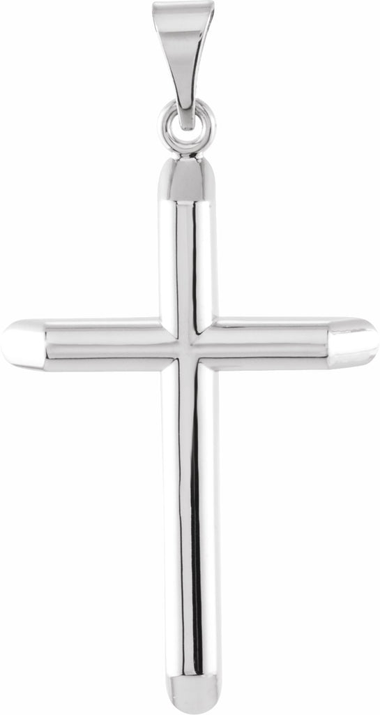 14k white 28.5x19 mm unadorned cross pendant