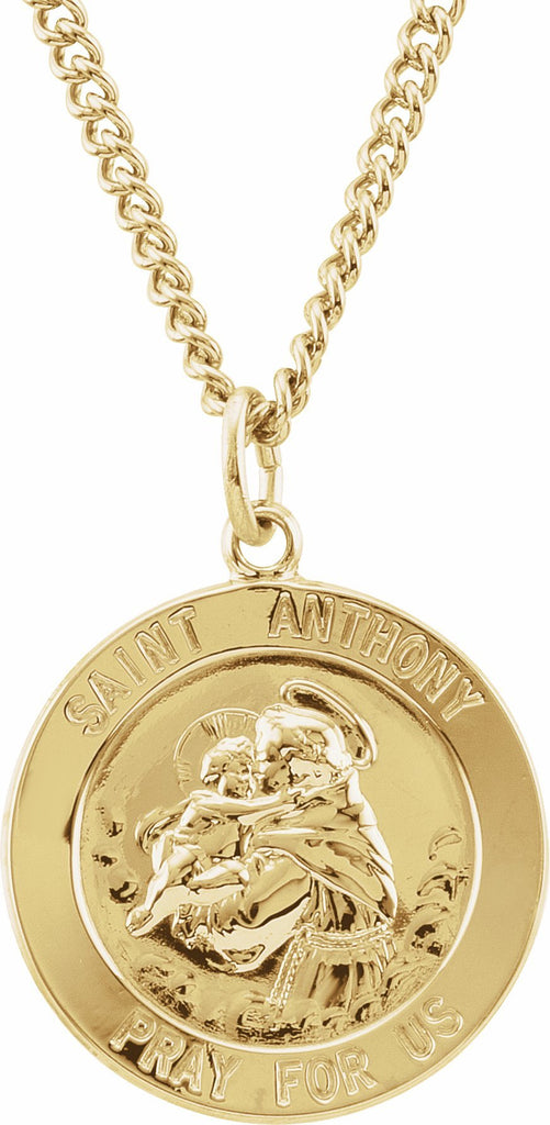 24k gold plated 22 mm st. anthony 24" necklace