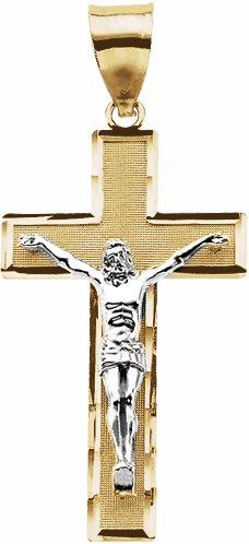 14k yellow/white 32.25x18.75 mm crucifix pendant